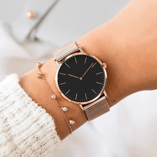 将图片加载到图库查看器,Fashion Unisex Watches Ultra Thin Stainless Steel Mesh Belt Quartz Classic Casual Watch For Women and Man