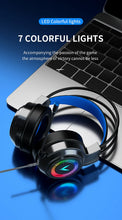 Load image into Gallery viewer, G58 G60 Gaming Headset 7.1 Stereo SVirtual Surround Bass Earphone Headphone with Mic LED Light for Computer PC Gamer Foldable