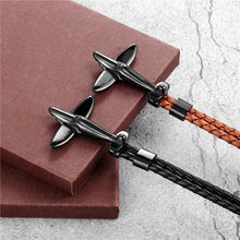 将图片加载到图库查看器,Stainless Steel Gold Aviation Airplane Anchor Bracelets For Men and Women In Retro Leather Bracelet Air Force Style Homme Jewelry Style
