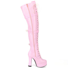 Load image into Gallery viewer, jialuowei New Wholesale Halloween costume Women's 4.5 Inch Heel over Knee Thigh High Boot with hook lace up and side zipper.