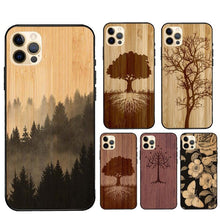 Load image into Gallery viewer, Vintage Tree Flower Bamboo Wood Case For iPhone Pro Max 12 13 min SE For iPhone 13 Shockproof Wooden Texture Protective Cover Unique & Classy Wooden Case