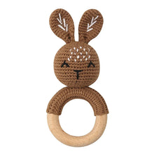 Load image into Gallery viewer, BPA Free Baby Wooden Teether Crochet Rattle Toy for Newborns
