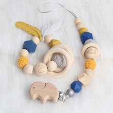 将图片加载到图库查看器,Modern Wood Pacifier Clip Chain Holder Nipples Pacifier Clips Pacifier Teether Teething Toy Cartoo Wooden Bracket For Pacifier For Kids