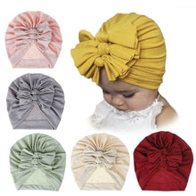 Load image into Gallery viewer, Modern Handamde Toddler Baby Boys& Girls Turban Head Wrap Beanie Cotton Hat Solid Cap Headband For Kids