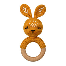 Load image into Gallery viewer, BPA Free Baby Wooden Teether Crochet Rattle Toy for Newborns