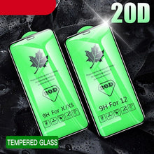 Load image into Gallery viewer, 20D Full Cover Tempered Glass For iPhone 11 12 13 mini Pro X XR XS Max Screen Protector For iPhone 6 7 8 Plus SE Protective Film HD Clear Easy Installation Frame 9H Hardness Bubble Free Anti-Scratch & Anti-Fingerprint
