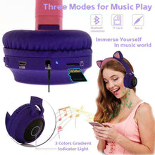 将图片加载到图库查看器,KIds Luxury Interesting Stevvex Portable Headset Wireless Bluetooth folding Headphones Headset Audio Adjustable Game Earphones With Microphone For PC phone (Pink)