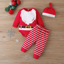 将图片加载到图库查看器,Christmas Baby Set Unisex 3PCS Cotton Bodysuits Pants Hat Full Sleeve Print Baby Clothes For Christmas For Girls And Girls