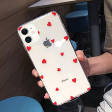 Load image into Gallery viewer, Transparent Phone Case For iPhone 13 12 11 14 Pro Little Dots Love Heart Clear Back Cover Vintage Women Girls Soft Anti-Scratch Protective Cases for iPhone
