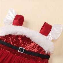 将图片加载到图库查看器,Baby Girls Christmas Romper Dress Fly Sleeve Sequins Romper Dress for Kids Toddler Girls Dresses For Girl In Elegant Christmas Style