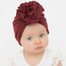 Load image into Gallery viewer, Handmade Pleated Flower Babies' Knitted Cotton Cloth Turban For Baby Girls In Elegant Style