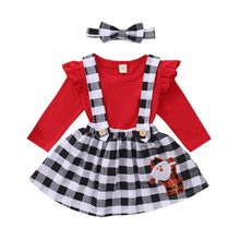 将图片加载到图库查看器,Cute Outfits Autumn Winter Plaid Suspender Christmas Dress Clothing Kids Girls Skirts
