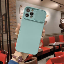 Load image into Gallery viewer, Sliding Lens Protective Silicone Case For iPhone 11 Pro Max Mini 12 Pro 13 Push Cover iphone Slide Camera Cover Case with Camera Lens Protector Cover Silicone Bumper Slim Phone Cover Compatible with iPhone