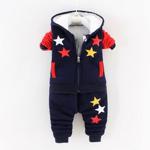 Load image into Gallery viewer, Modern Fashion Cotton Thick Warm Casual Hooded Sweater Cartoon Cute Bear Three-piece Suit For Baby Boy & Girl