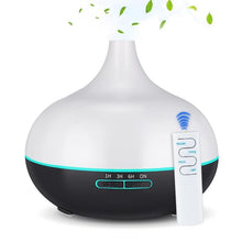 Load image into Gallery viewer, 550ml Aroma Air Humidifier Essential Oil Diffuser Aromatherapy Electric Ultrasonic cool Mist Maker for Office Home Bedroom Living Room Study Yoga Spa - Wood Grain, 7 Colors LED Light