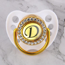 Load image into Gallery viewer, Luxury Glam Crystal White Bling Pacifier 26 Initial Letters Available Handmade Rhinestones Baby Pacifier For Baby