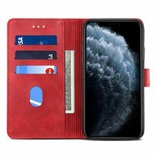 Load image into Gallery viewer, Luxury Red Leather Magnetic Flip Case For Iphone 14 12 13 11 11 Pro Max Xr Xs Max X Wallet Cover For iphone Leather Wallet Case Card Slots Kickstand Magnetic Buckle Flip Phone Cover
