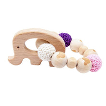 Load image into Gallery viewer, Wooden Teether Hedgehog Crochet Beads Wood Crafts Ring Engraved Bead Baby Teether Wooden Toys For Kids Rattle