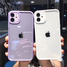 Load image into Gallery viewer, Transparent Shockproof Bumper Phone Case For iPhone 11 12 13 14 Pro Max Mini Cute Candy Color Hard Cover Luxurious Translucent Case for iPhone