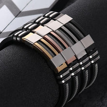 将图片加载到图库查看器,Stainless Steel Silicone Bracelet Men Jewelry Wrist Band Punk Style Men Rubber Charm Brecelet