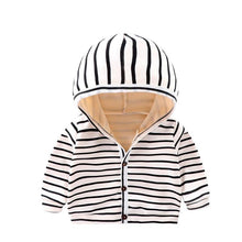 Load image into Gallery viewer, Baby Spring Autumn Striped Cardigan Button Velvet Lining Clothes Newborn Long Sleeves Coat/Jacket For Boys and Girls