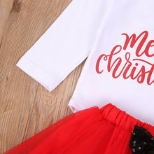 将图片加载到图库查看器,4Pcs Baby Girls Christmas Dress Set Children Long Sleeve Top Short Skirt Hair Band And Leg Cover