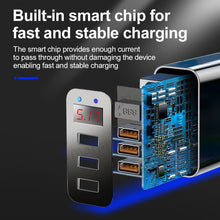 Load image into Gallery viewer, 3 Ports Black USB Charger EU US Plug LED Display 3.1A Fast Charging Smart Mobile Phone Charger