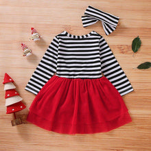 将图片加载到图库查看器,Newborn Baby Girls Long Sleeve Christmas Santa Striped Skirt Dress Outfits Unique Design