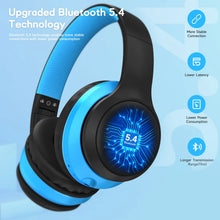 Load image into Gallery viewer, LOBKIN Kids Headphones 5.4 Over Ear Kids Headphones Wireless with Mic Colorful LED Lights 94dB Safe Volume Limited