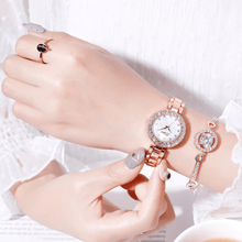 Load image into Gallery viewer, Luxury Bracelet Watches Set For Women Fashion Geometric Bangle Quartz Clock Ladies Wrist Watch For Women and Girls