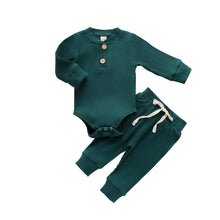 Load image into Gallery viewer, Infant Newborn Baby Spring Autumn Ribbed Solid Clothes Sets Long Sleeve Bodysuits , Elastic Pants 2PCs