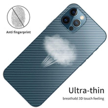 将图片加载到图库查看器,2Pcs Carbon Fiber Matte Back Film For iPhone 14 13 12 Mini 11 Pro XR X XS Max 7 8 Plus SE3 Transparent Scratch Resistant Sticker Slim Fit Clear Transparent 3D Carbon Fiber Back Skin Rear Screen Guard Protector Sticker