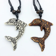 Load image into Gallery viewer, Fashion Faux Bone Carved Taino Sun Smile Frog Love Dolphin Pendant Necklace for men women's jewelry gift MN520
