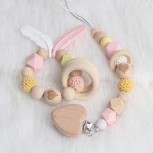将图片加载到图库查看器,Modern Wood Pacifier Clip Chain Holder Nipples Pacifier Clips Pacifier Teether Teething Toy Cartoo Wooden Bracket For Pacifier For Kids