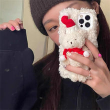 Load image into Gallery viewer, Cute Fluffy Santa 3D Teddy Bear Plush Christmas Case For Iphone 13 12 11 Pro Xs Max X Xr 7 8 Plus Se3 Shockproof Soft Cover Super Soft Winter Warm Funny Rabbit Ears Faux Fur Plush Fluffy Cover