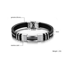 将图片加载到图库查看器,Stainless Steel Silicone Bracelet Men Jewelry Wrist Band Punk Style Men Rubber Charm Brecelet