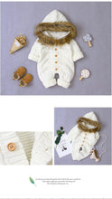 Load image into Gallery viewer, Modern elegant Baby Warm Coat For Newborn Baby Hooded Knit Romper Baby Jumpsuit outfit In Modern Design