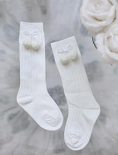 Load image into Gallery viewer, Luxury Modern Autumn Winter Baby Children Cherry Hair Ball Knee High Socks. Kid Cherry Knitted Sock For Kids