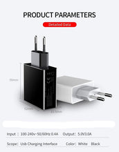 将图片加载到图库查看器,3 Port USB Phone Charger LED Display EU Plug Total Max 3A Smart Fast Charger Mobile Wall Charger For Smartphones