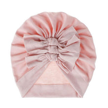 Load image into Gallery viewer, Handamde Elegant Baby Hats for Girls Big Bow Turban Hat Newborn Baby Beanie Cap Solid Color Style