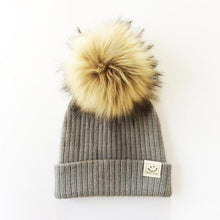 将图片加载到图库查看器,Winter Baby Boy Girl Artificial Pompom Knitted Hat Toddler Kids Caps With Pompon for Newborn