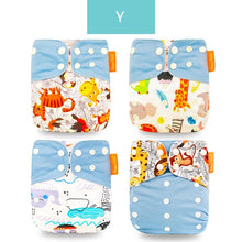 Load image into Gallery viewer, 4pcs/set Washable Eco-Friendly Cloth Diaper Cover Adjustable Nappy Cloth Diapers Cloth Nappy For Baby Boys and Grils Baby