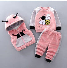 Load image into Gallery viewer, Baby Clothes Winter Thick And Warm Three-piece Cartoon Bear And Fox Printed Sweater Hooded Baby Girl Clothing Set Sweater and Pants