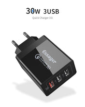 Load image into Gallery viewer, 30W Quick Charge 3.0 USB Charger QC3.0 QC Fast Charger Multi Plug Wall Mobile Phone Charger For Mobile Phones