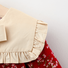 将图片加载到图库查看器,Modern Retro Girl Dress For Winter Newborn Infant Dress Fashion Cute Cotton Floral Bow baby Party Dress