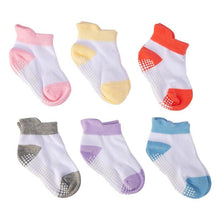 将图片加载到图库查看器,6 Pairs Cotton Baby 's Non-slip Boat Low Cut Floor Socks With Rubber Grips For Boys & Girls Sock