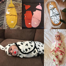 将图片加载到图库查看器,Baby Swaddle Blanket With Cap For Newborn Wrap Cotton Swaddling Bag Baby Envelope Sleep sack Blanket .