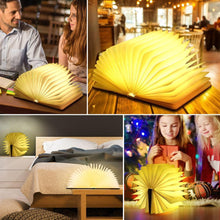 Load image into Gallery viewer, STEVVEX Led Book Lamp Light USB Rechargeable Foldable Wooden Night Light Valentine Birthday Christmas Gift for Family Friend Rechargeable Unique Gift