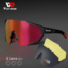 将图片加载到图库查看器,WEST BIKING Professional Polarized 3 Lens Cycling Glasses MTB Road Bike Sport Sunglasses Bike Eyewear UV400 Bicycle Goggles