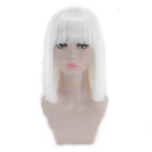 Load image into Gallery viewer, Synthetic Hair Short Wig With Bangs Cosplay Wigs For Women Straight Bob Wig Korean Pink Red Brown Blue Green White Purple Grey